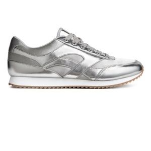 H&M Satin Silver Sneakers size US 7/ EU 38